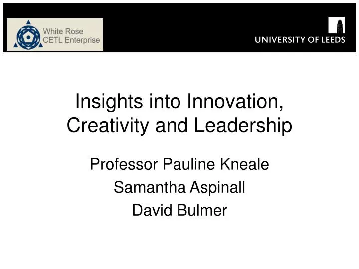 insights into innovation creativity and leadership