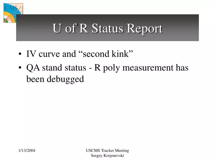 u of r status report