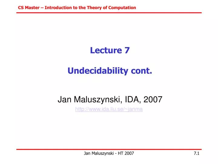 lecture 7 undecidability cont