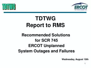 TDTWG Report to RMS