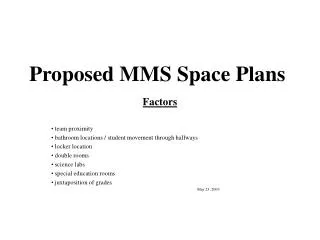 Proposed MMS Space Plans