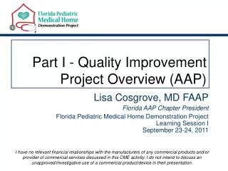 Part I - Quality Improvement Project Overview (AAP)