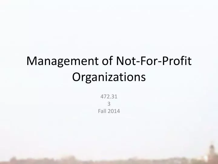 management of not for profit organizations