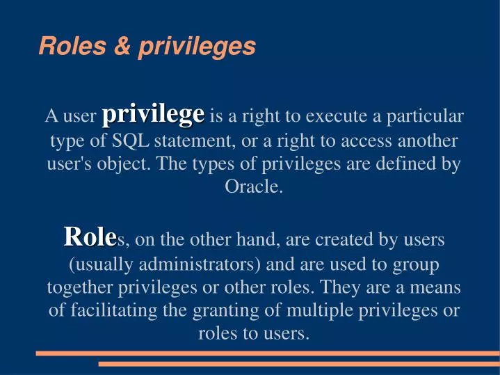 roles privileges