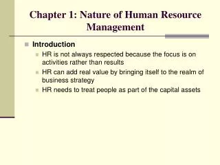 Chapter 1: Nature of Human Resource Management