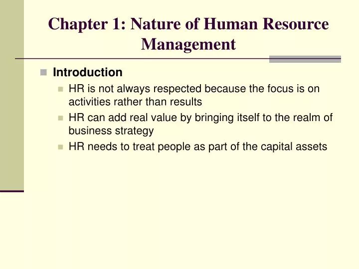 chapter 1 nature of human resource management