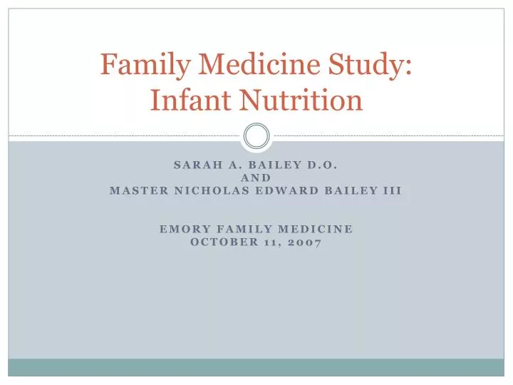 family medicine study infant nutrition