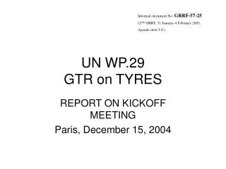 UN WP.29 GTR on TYRES