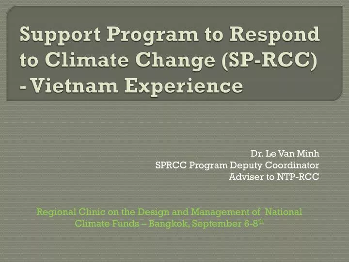 support program to respond to climate change sp rcc vietnam experience