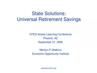 State Solutions: Universal Retirement Savings