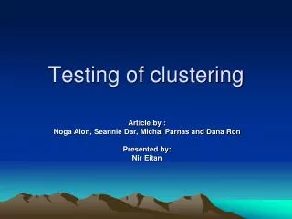 Testing of clustering
