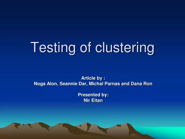 testing of clustering