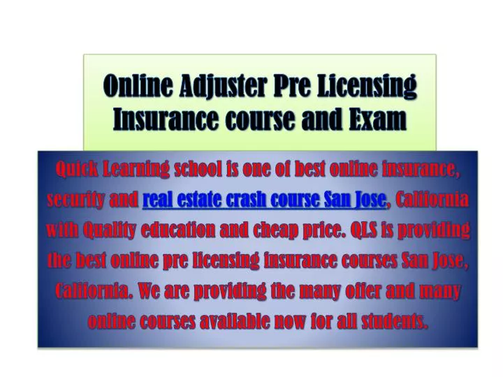 online adjuster pre licensing insurance course and exam