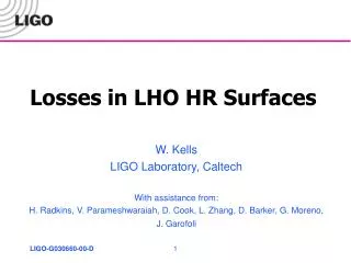 Losses in LHO HR Surfaces