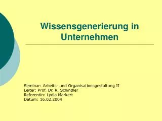 wissensgenerierung in unternehmen