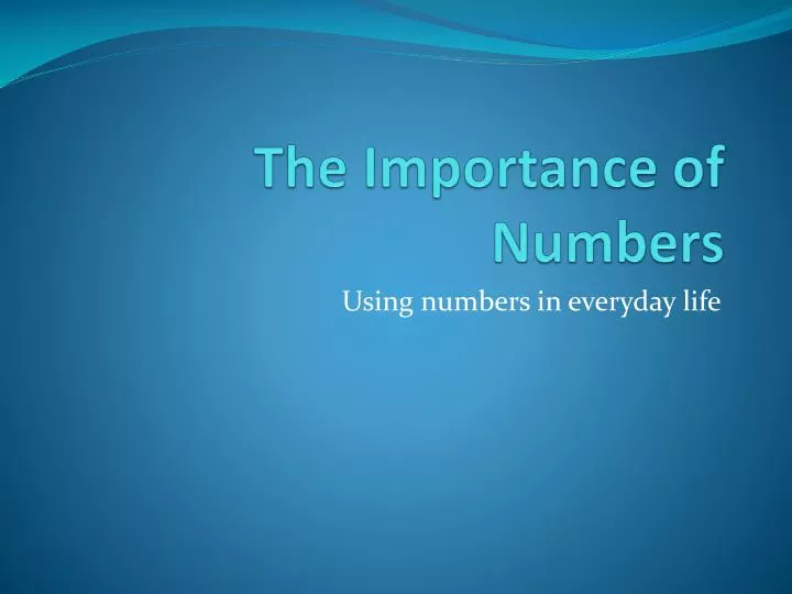 the importance of numbers