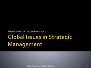 Global Issues in Strategic Management
