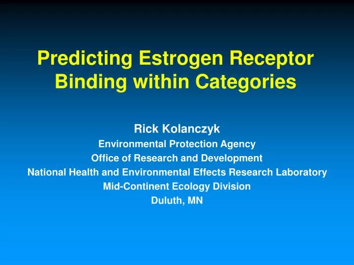 predicting estrogen receptor binding within categories