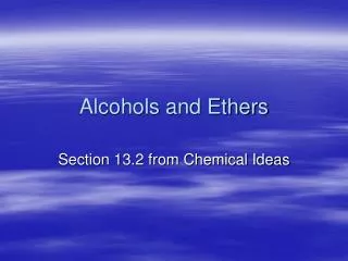 alcohols and ethers
