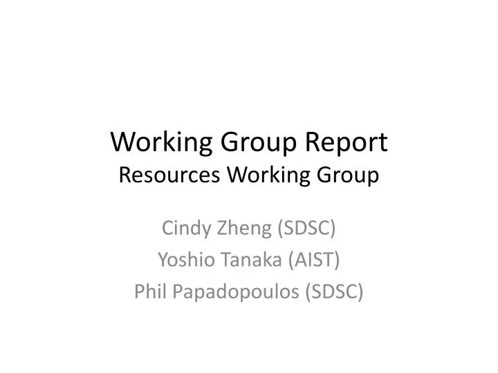 working group report resources working group