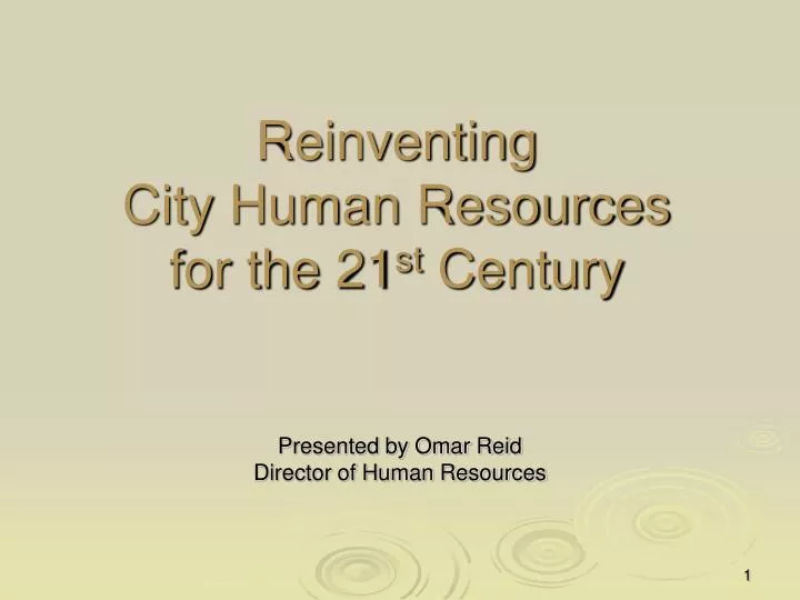 reinventing city human resources for the 21 st century