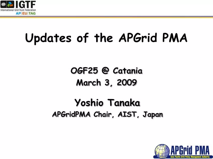 updates of the apgrid pma
