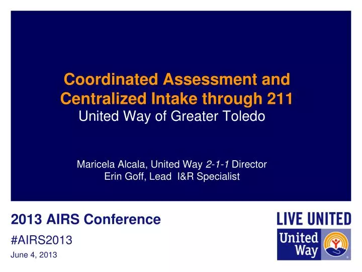 coordinated assessment and centralized intake through 211