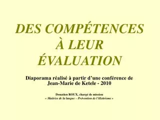 des comp tences leur valuation