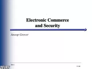 Electronic Commerce and Security