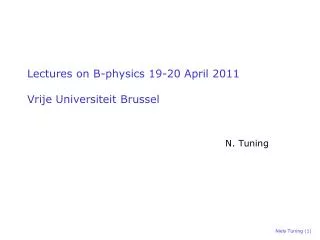 Lectures on B-physics 19-20 April 2011 Vrije Universiteit Brussel