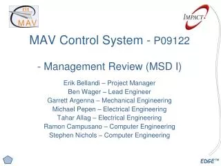 MAV Control System - P09122 - Management Review (MSD I)