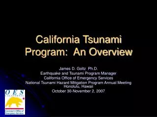 California Tsunami Program: An Overview
