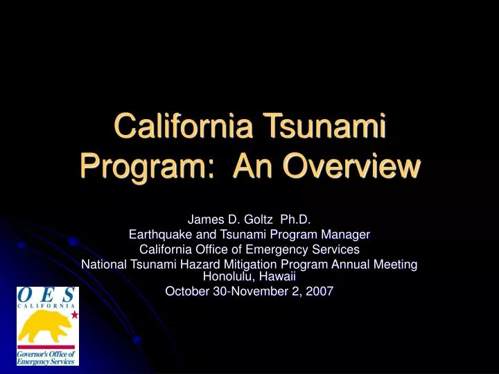california tsunami program an overview
