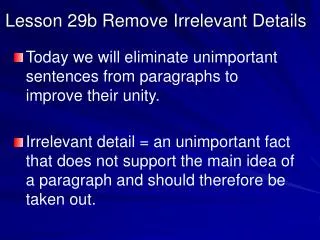 Lesson 29b Remove Irrelevant Details