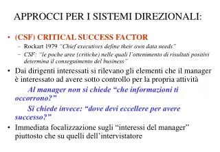 approcci per i sistemi direzionali