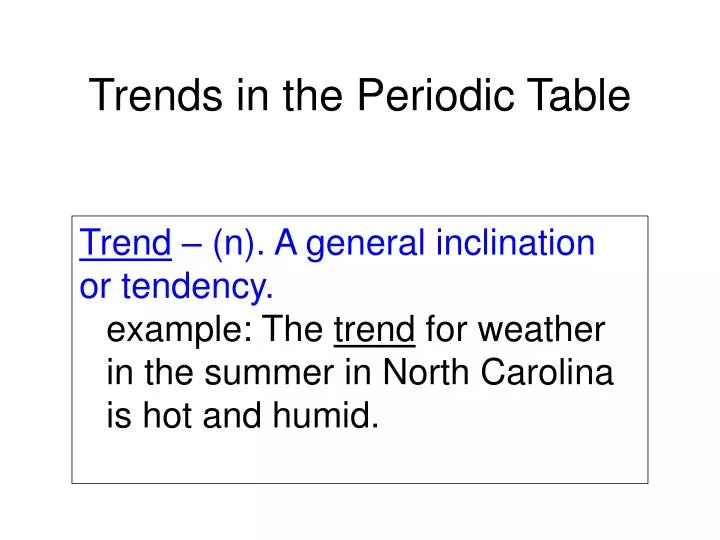 trends in the periodic table