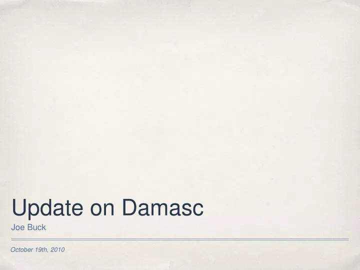 update on damasc