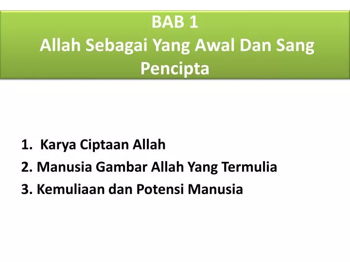 bab 1 allah s ebagai yang awal d an sang pencipta