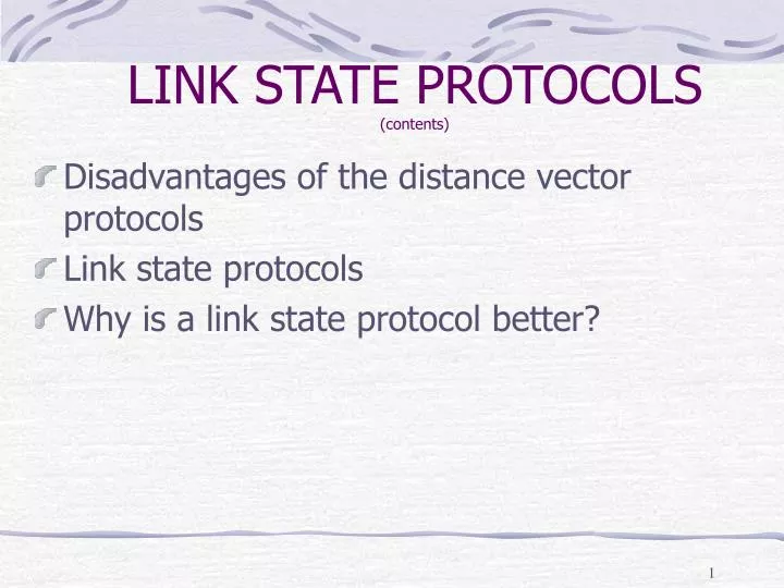 link state protocols contents
