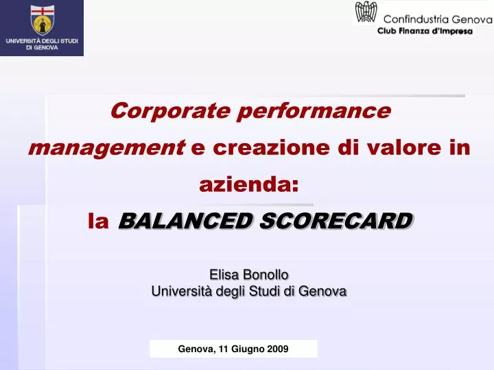 corporate performance management e creazione di valore in azienda la balanced scorecard