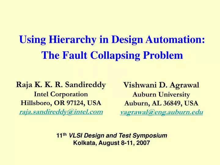 using hierarchy in design automation the fault collapsing problem