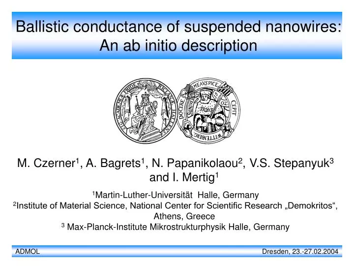 ballistic conductance of suspended nanowires an ab initio description