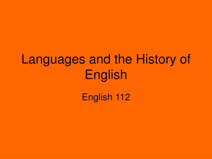 languages and the history of english