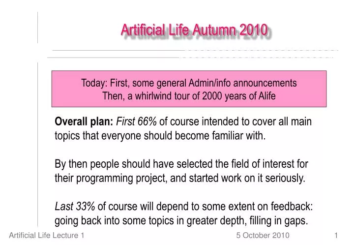 artificial life autumn 2010