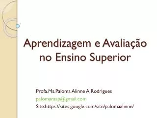 aprendizagem e avalia o no ensino superior