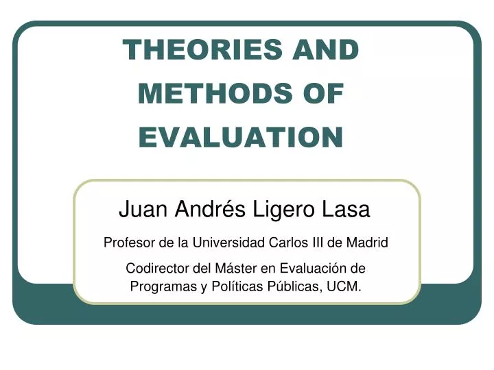 theories and methods of evaluation
