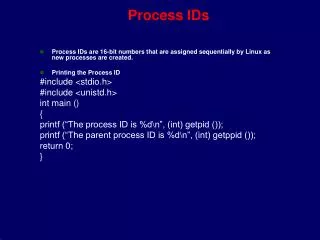 Process IDs