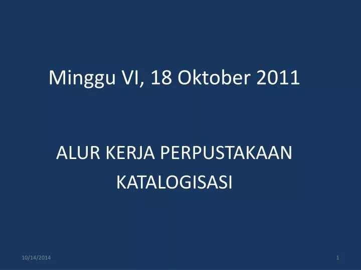 minggu vi 18 oktober 2011