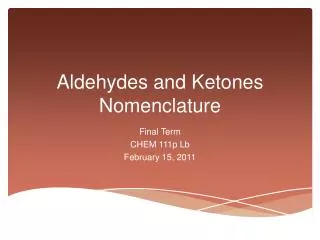 Aldehydes and Ketones Nomenclature