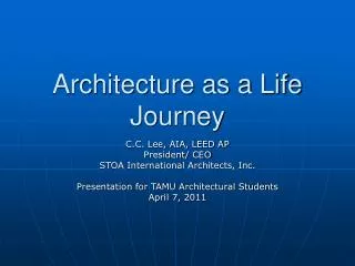 Architecture as a Life Journey